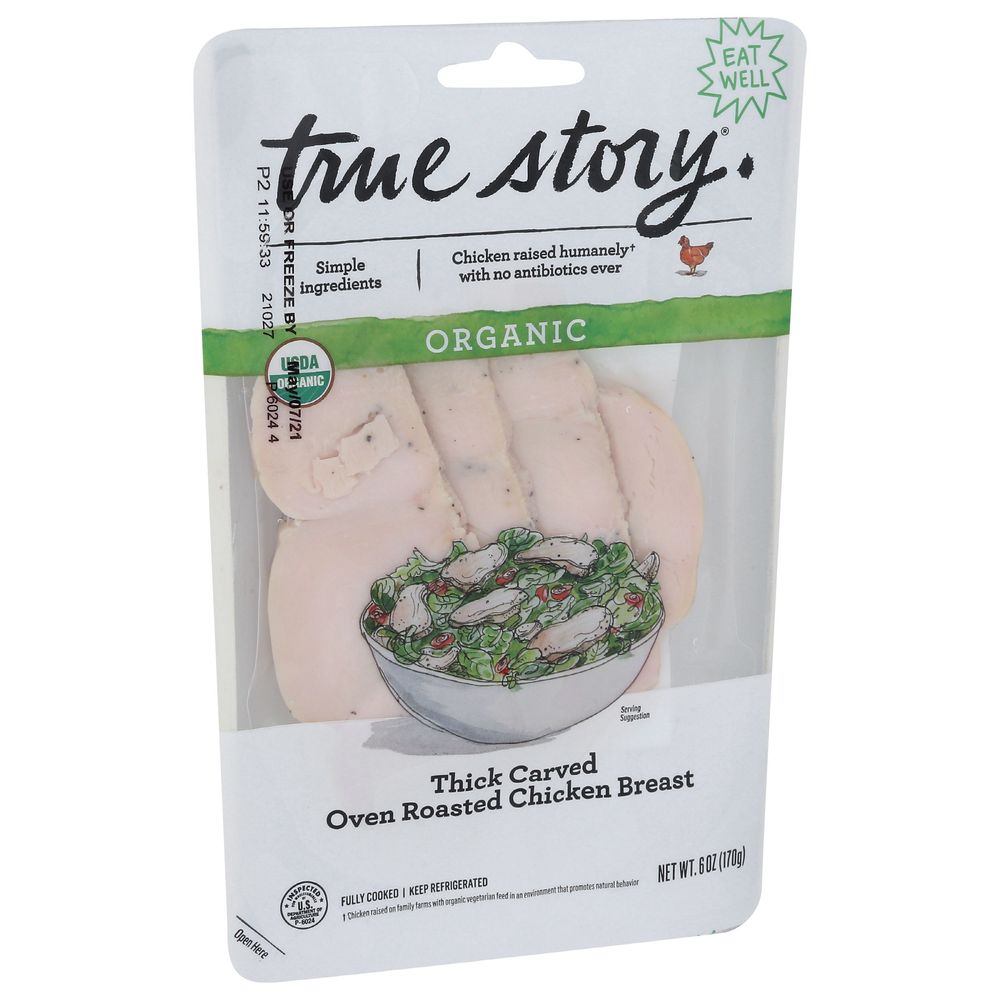True Story Organic Thick Curved Oven Roasted Chicken Breast, 6 Ounce -- 12 Per Case