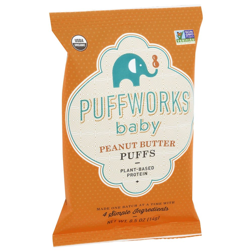 Puffworks Organic Peanut Butter Puffs, 0.5 Ounce -- 6 Per Case