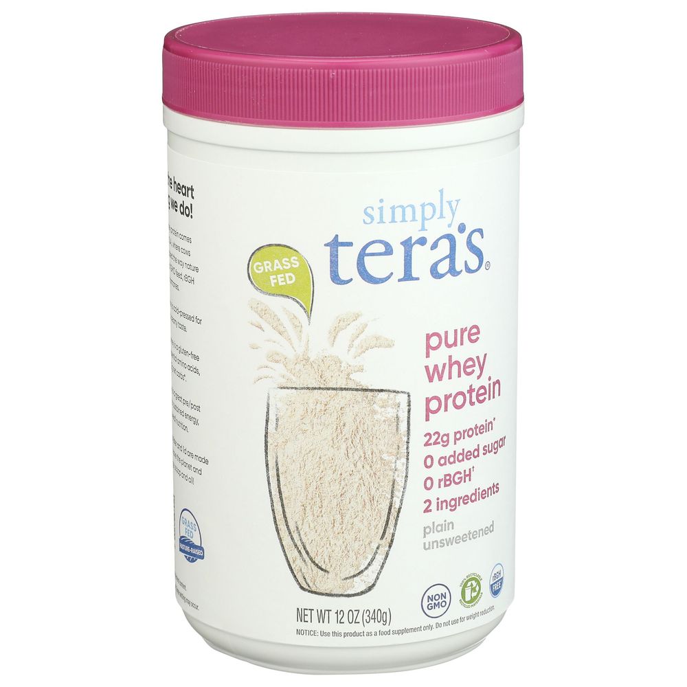 Simply Teras Plain Unsweetened Whey Protein Powder, 12 Ounce