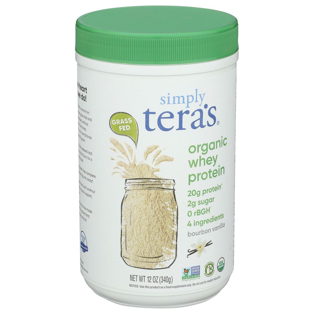 Simply Teras Organic Bourbon Vanilla Whey Protein Powder, 12 Ounce