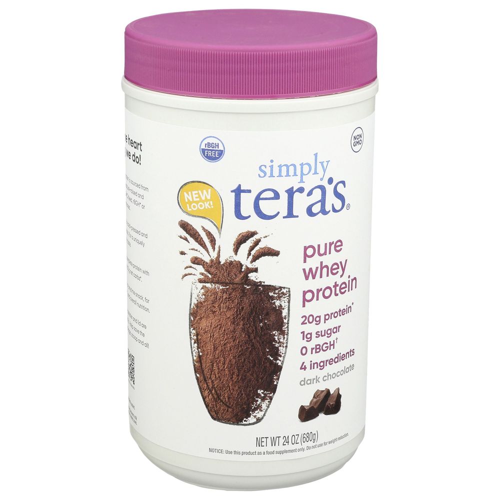 Simply Teras Dark Chocolate Whey Protein Powder, 24 Ounce