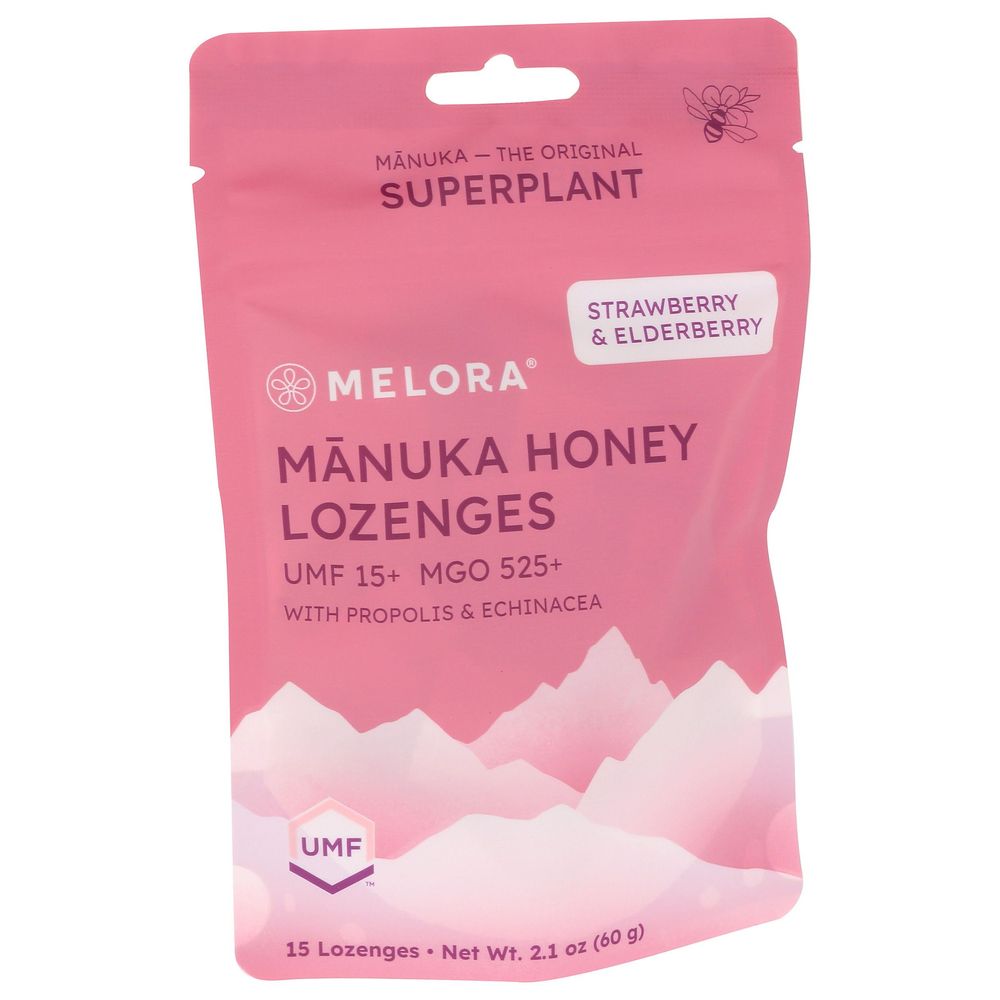 Melora Strawberry Elderberry Manuka Honey Lozenges, 2.1 Ounce