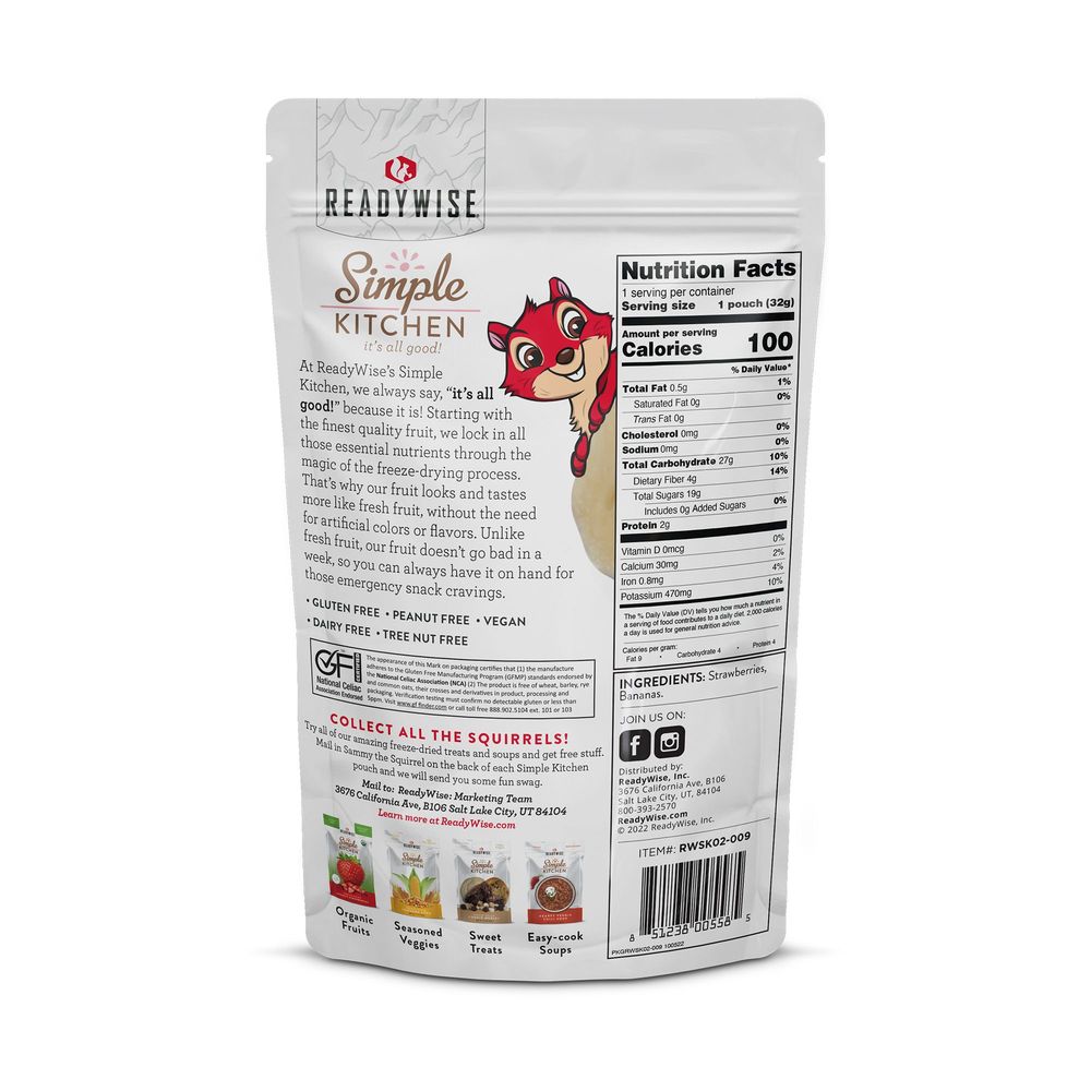 Simple Kitchen Freeze Dried Strawberries And Bananas, 1.1 Ounce -- 6 Per Case
