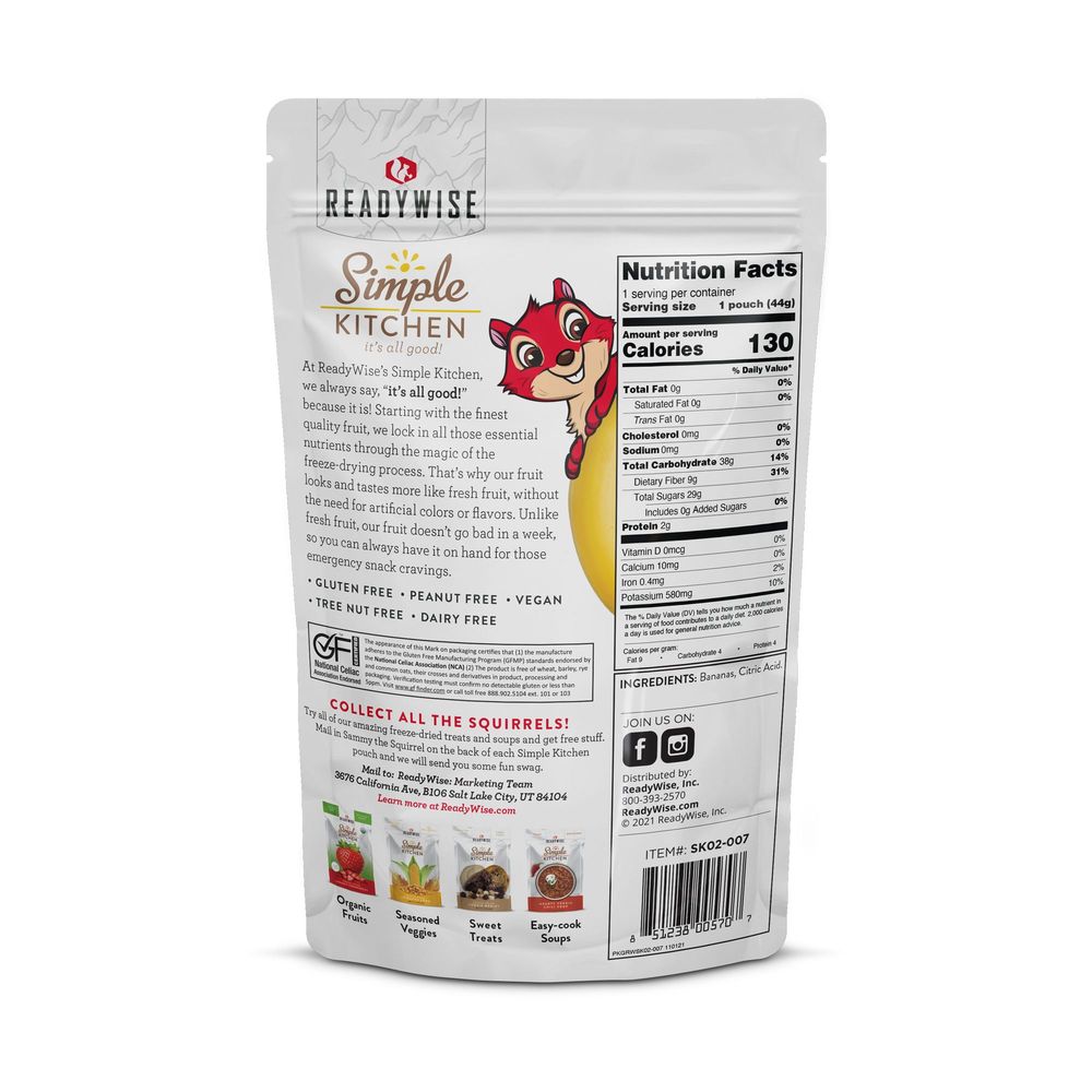 Simple Kitchen Freeze Dried Bananas, 1.6 Ounce -- 6 Per Case