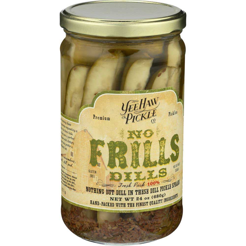 Yee Haw Pickle Co No Frills Dills Pickles, 24 Ounce -- 6 Per Case
