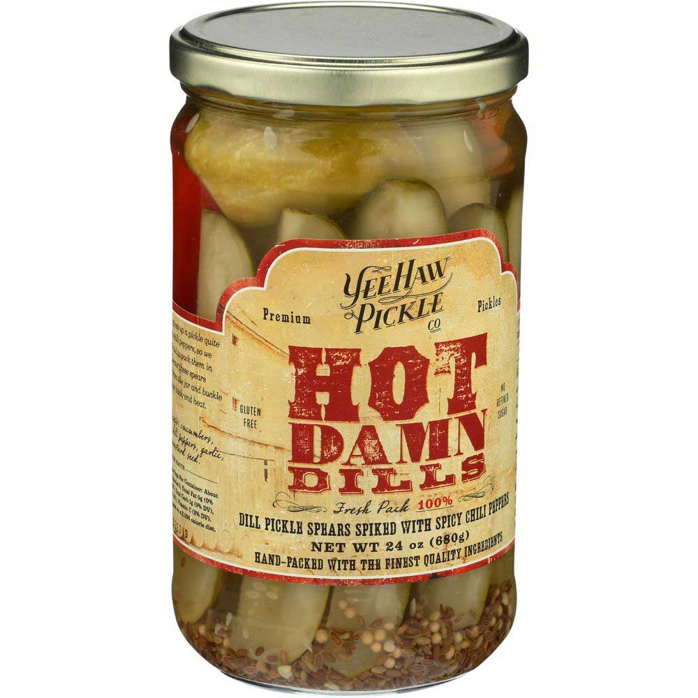 Yee Haw Pickle Co Hot Damn Dills Pickles, 24 Ounce -- 6 Per Case