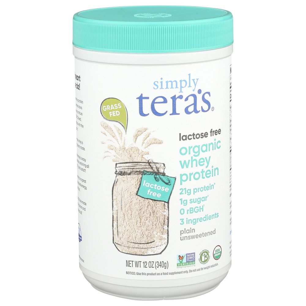 Simply Teras Organic Plain Whey Protein, 12 Ounce