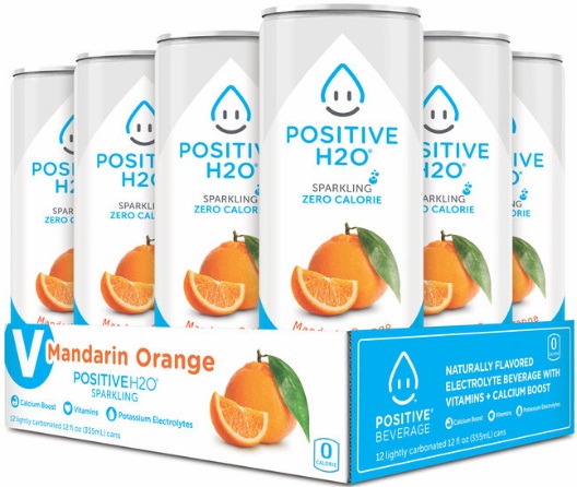 Positive H2O Mandarin Orange Electrolyte Sparkling Beverage, 12 Fluid Ounce -- 12 per case