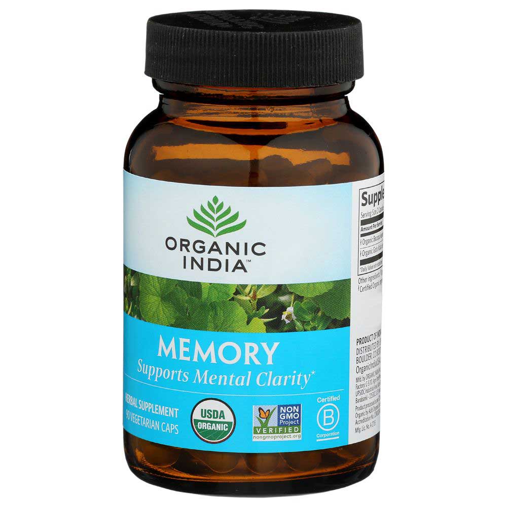 Organic India Memory Supports Mental Clarity Vegetarian Capsule, 90 Count