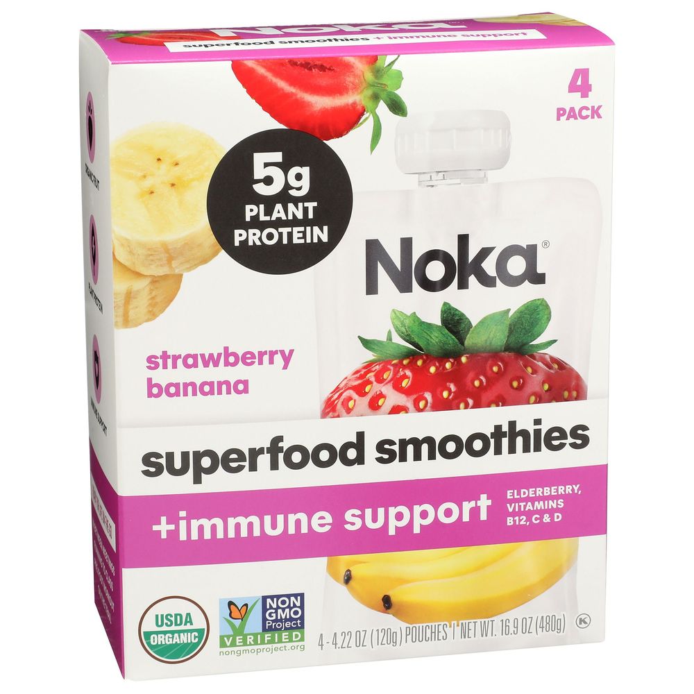 Noka Organic Strawberry Banana Smoothie, 16.9 Ounce -- 6 Per Case