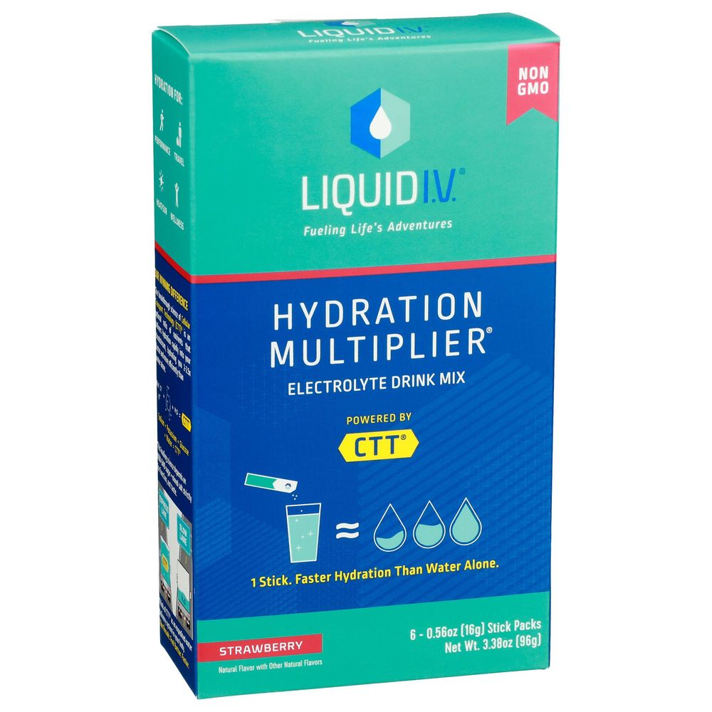 Liquid I.V Hydration Multiplier Strawberry Electrolyte Drink Mix, 6 count
