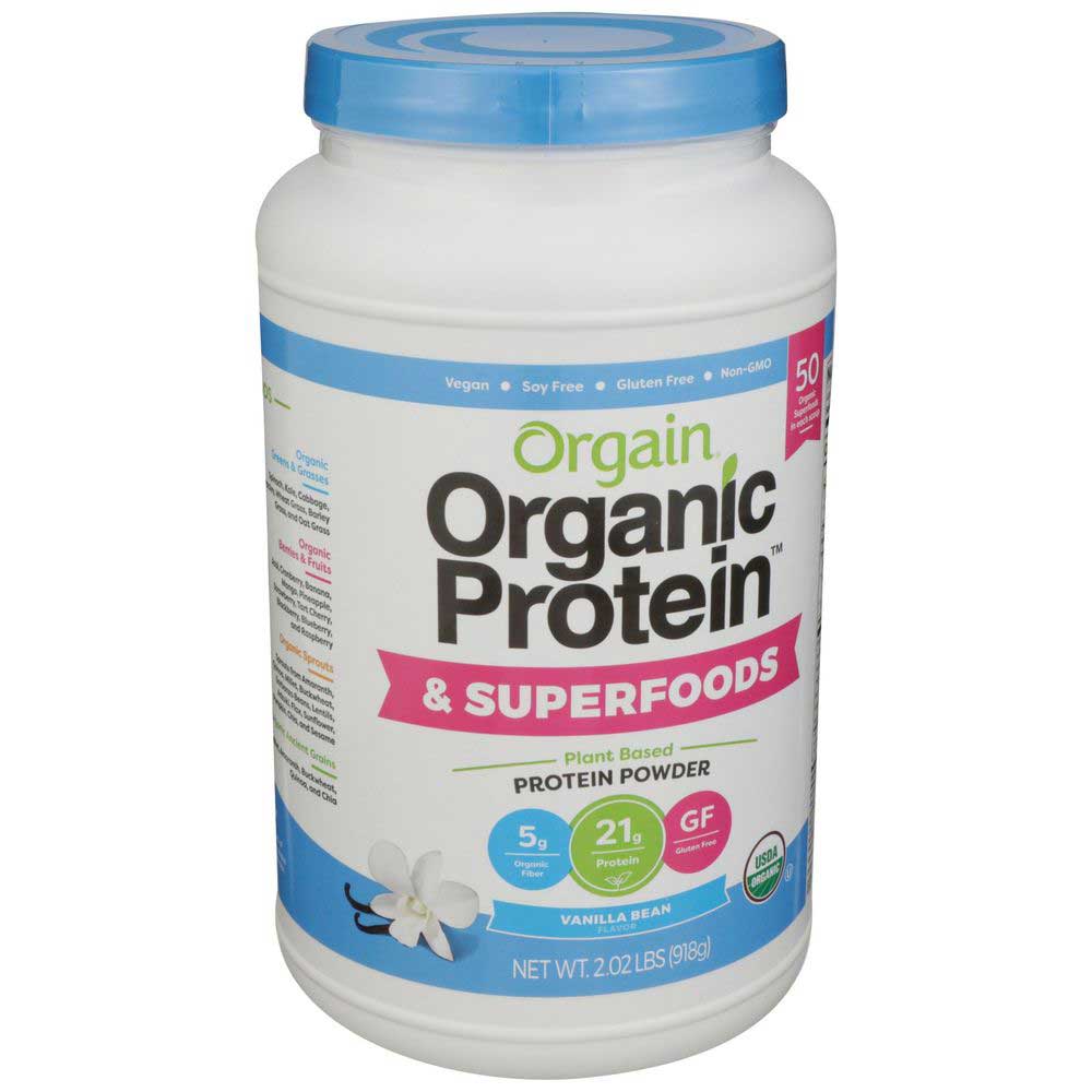 Orgain Organic Vanilla Bean Plant Based Protein And Superfoods Powder, 2.02 Pound