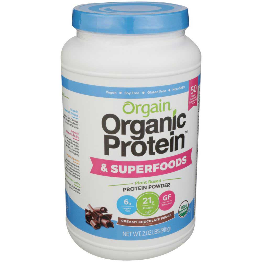Orgain Organic Creamy Chocolate Fudge Plant Based Protein And Superfoods Powder, 2.02 Pound
