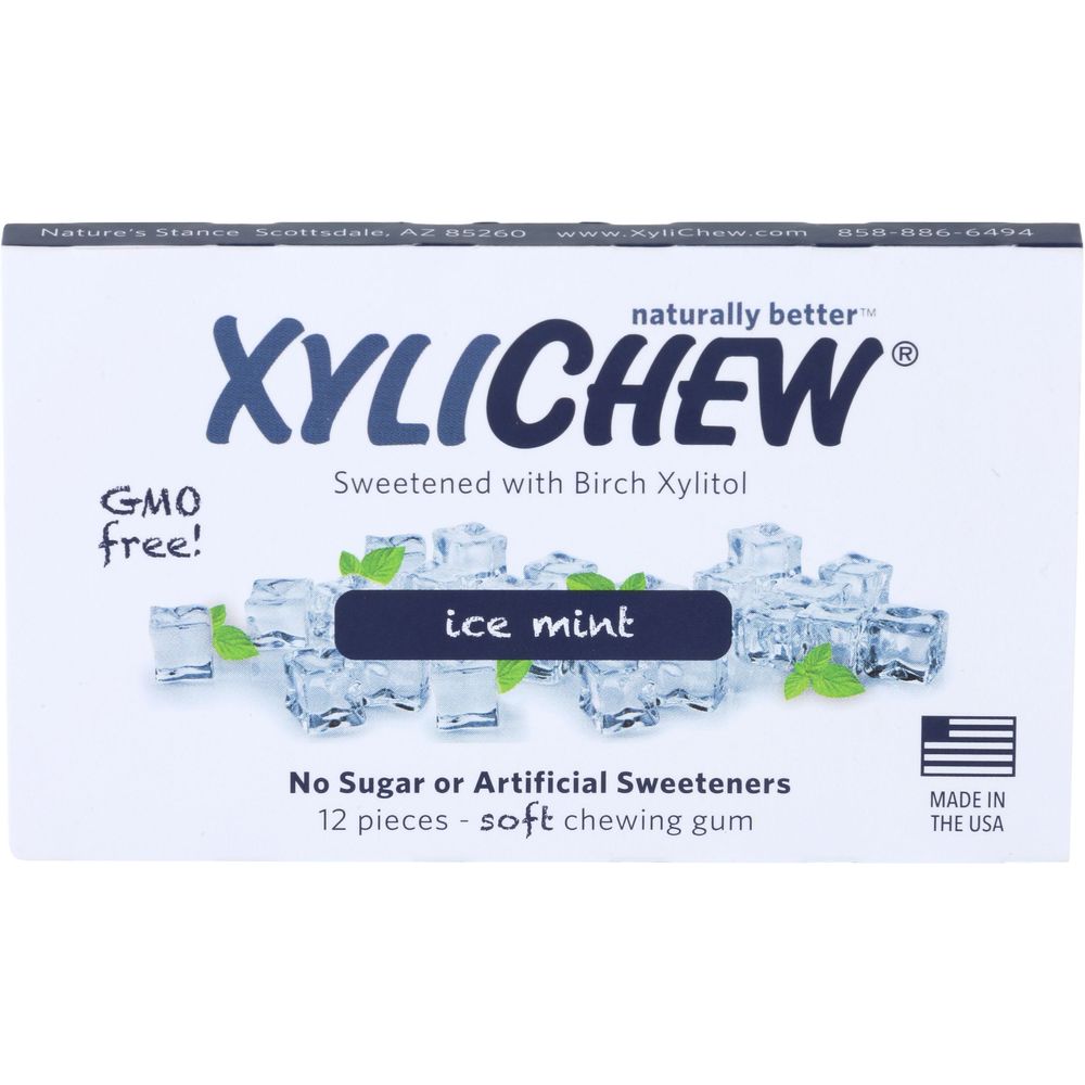 Xylichew Sugar Free Ice Mint Chewing Gum, 12 Count -- 24 Per Case