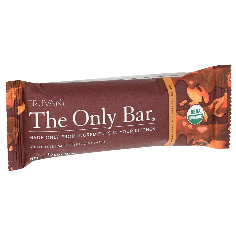 Truvani Organic Chocolate Peanut Butter Bar, 1.76 Ounce -- 12 Per Case