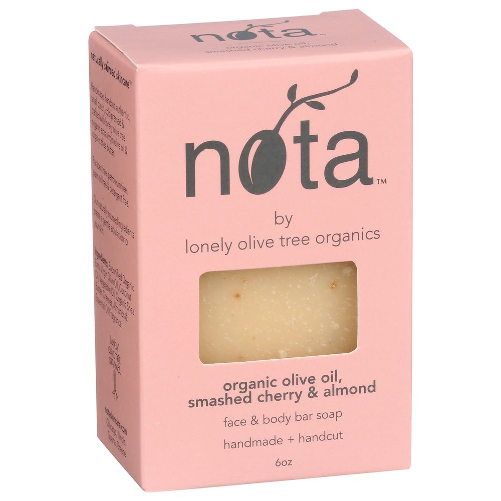 Nota Organic Olive Oil Smashed Cherry And Almond Soap Bar, 6 Ounce