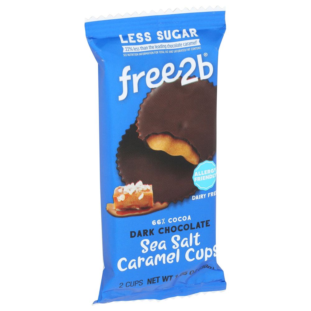 Free2b Dark Chocolate Sea Salt Caramel Cups, 1.1 Ounce -- 12 Per Case