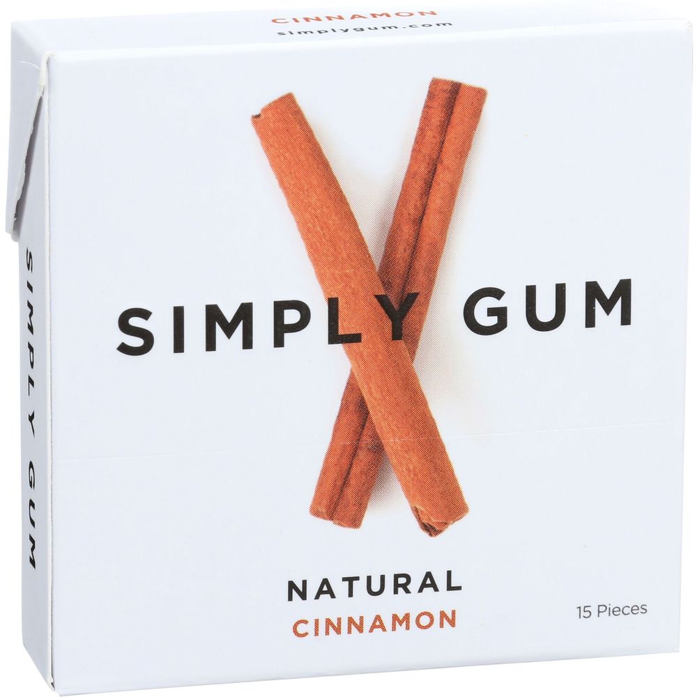 Simplygum Natural Cinnamon Chewing Gum, 15 Count -- 12 Per Case