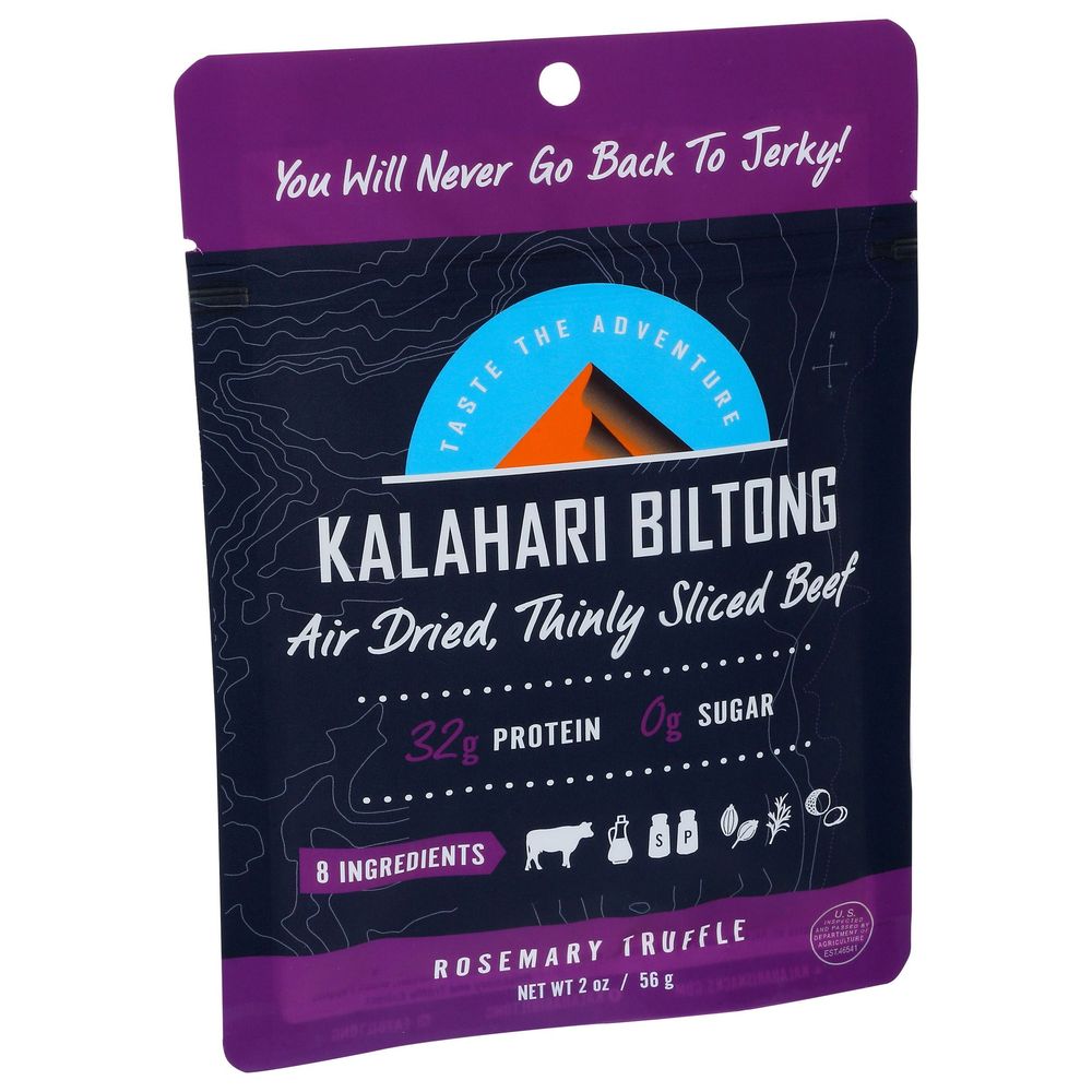 Kalahari Biltong Rosemary Truffle Air Dried Thinly Sliced Beef, 2 Ounce -- 8 Per Case