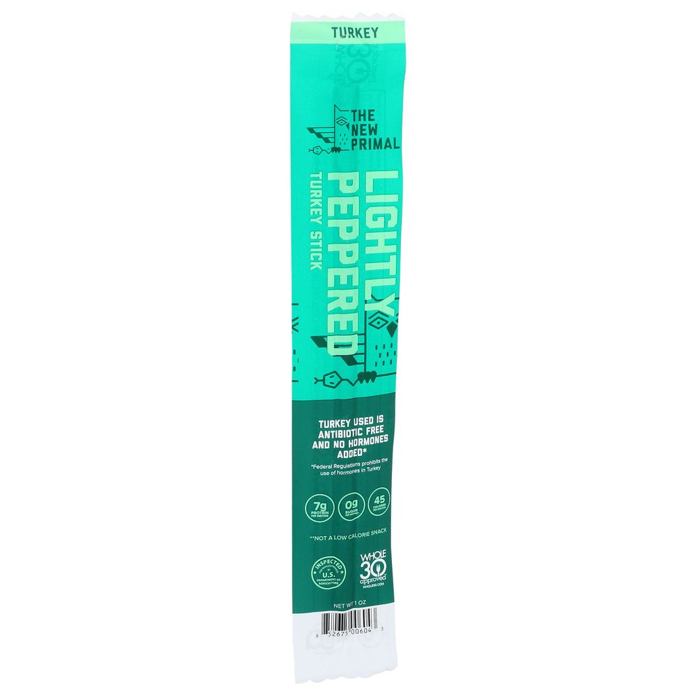 The New Primal Lightly Peppered Turkey Stick, 1 Ounce -- 20 Per Case