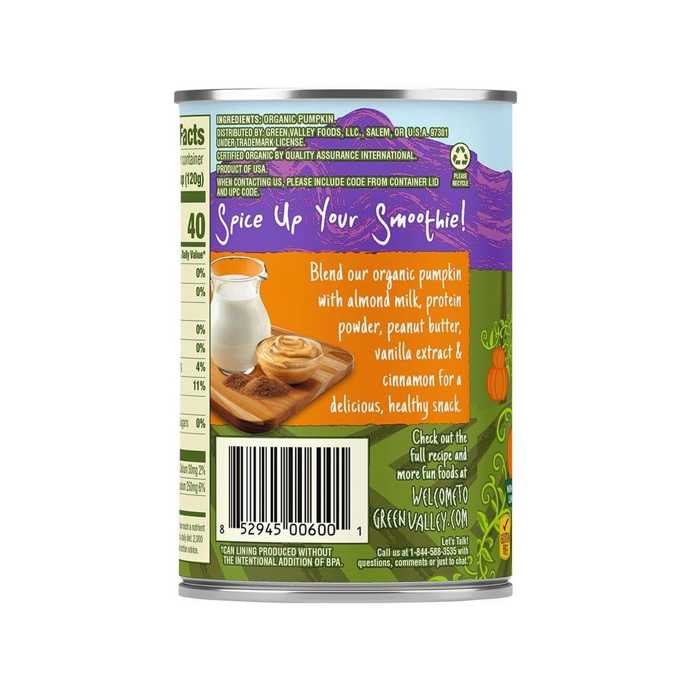 Green Valley Organics Pumpkin, 15 Ounce -- 12 Per Case
