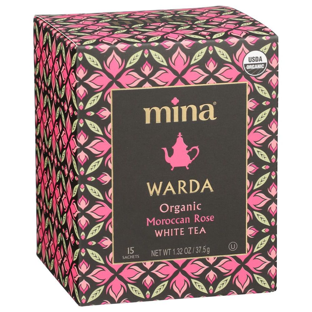 Mina Warda Organic Moroccan Rose White Tea, 15 Count -- 6 Per Case