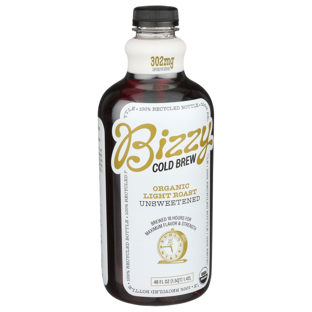 Bizzy Organic Light Roast Unsweetened Cold Brew Coffee, 48 Fluid Ounce -- 6 Per Case