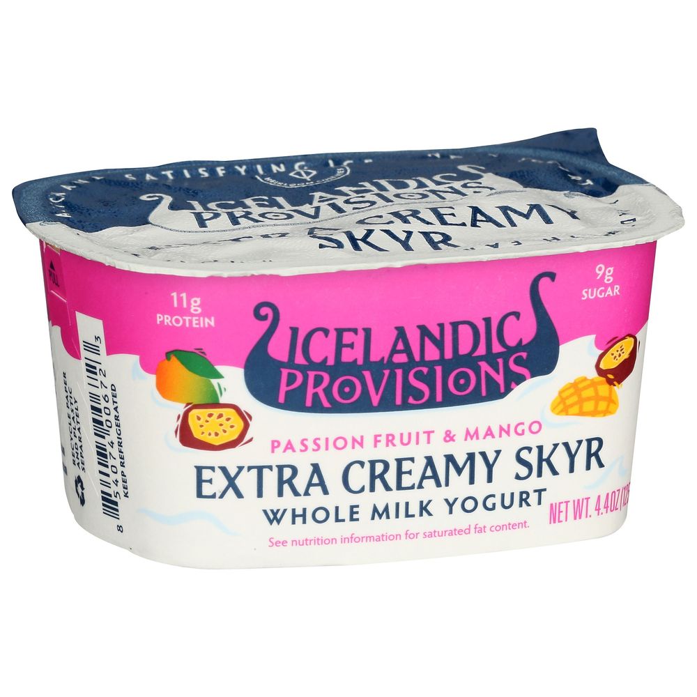 Icelandic Provisions Passion Fruit And Mango Extra Creamy Whole Milk Yogurt Skyr, 4.4 Ounce -- 12 Per Case