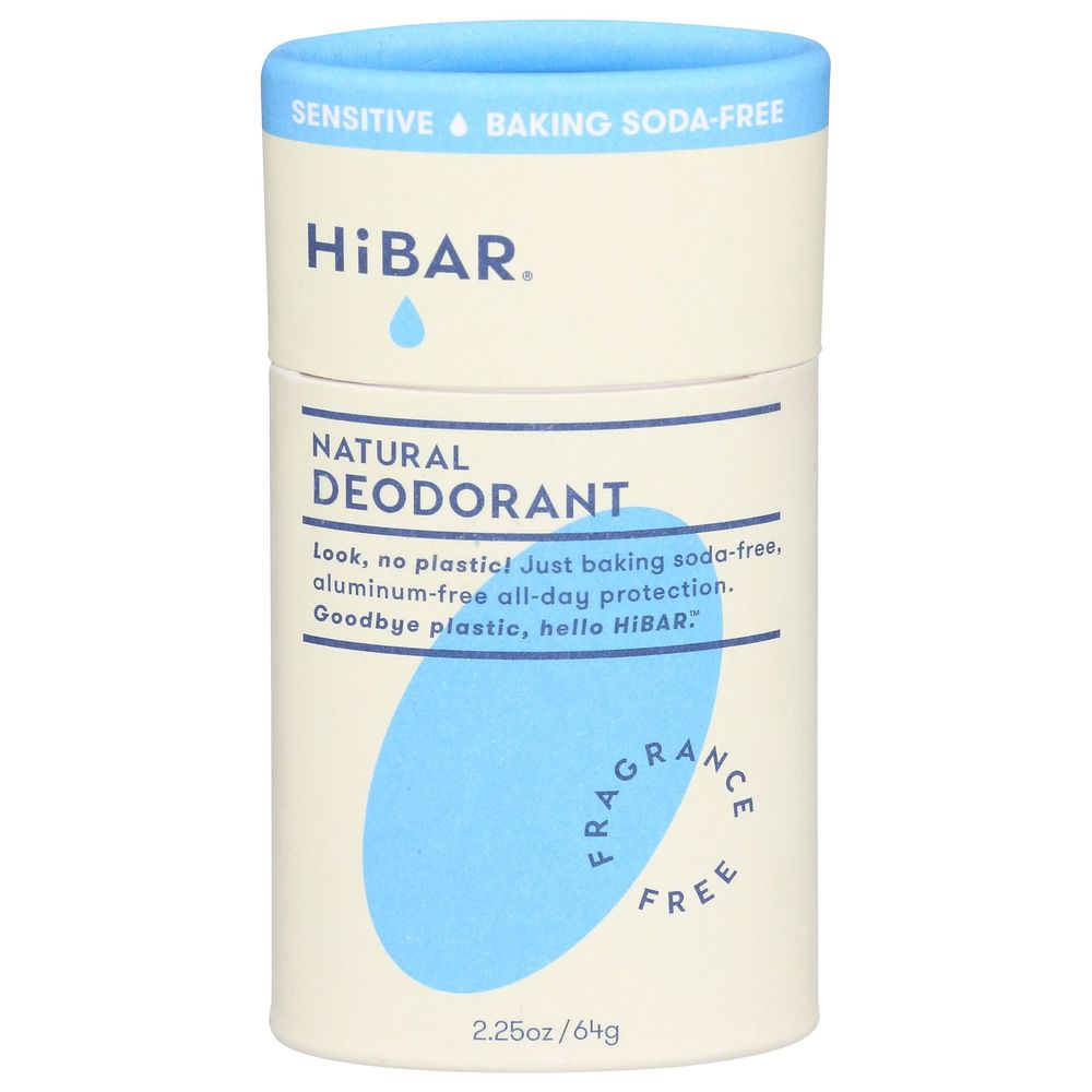 Hibar Fragrance Free Sensitive Natural Deodorant, 2.25 Ounce