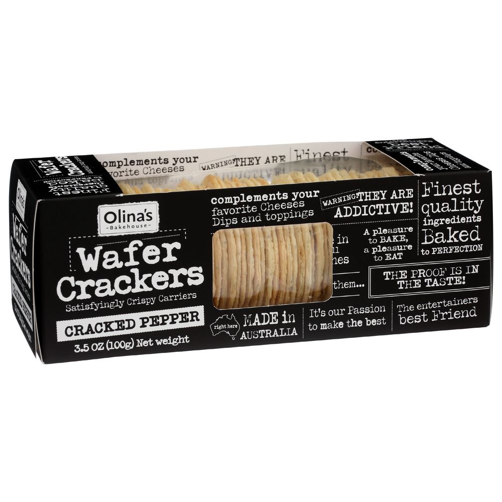 Olinas Bakehouse Cracked Pepper Wafer Crackers, 3.5 Ounce -- 12 Per Case