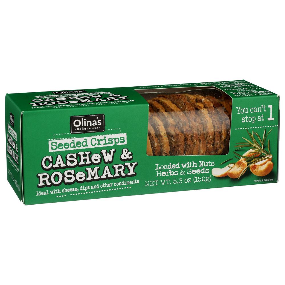 Olinas Bakehouse Cashew And Rosemary Seeded Crisps, 5.3 Ounce -- 12 Per Case
