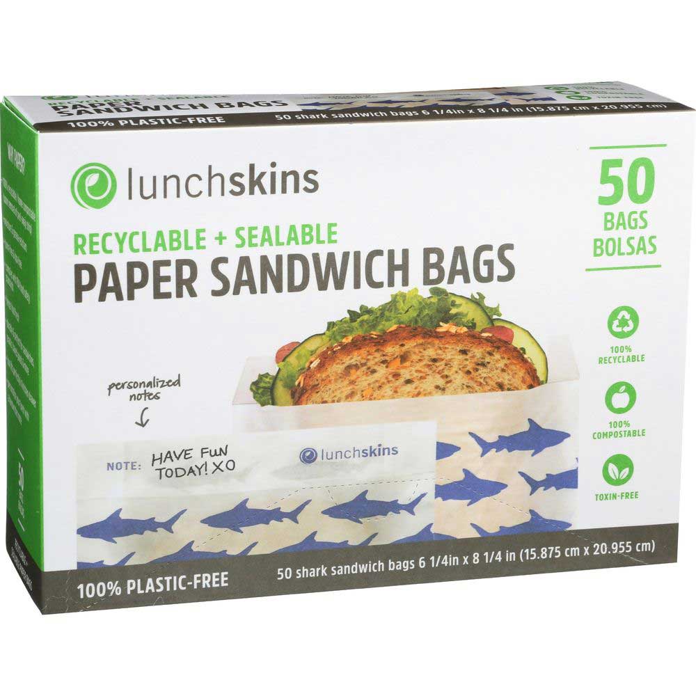 Lunchskins Paper Shark Sandwich Bag, 50 Count -- 12 Per Case