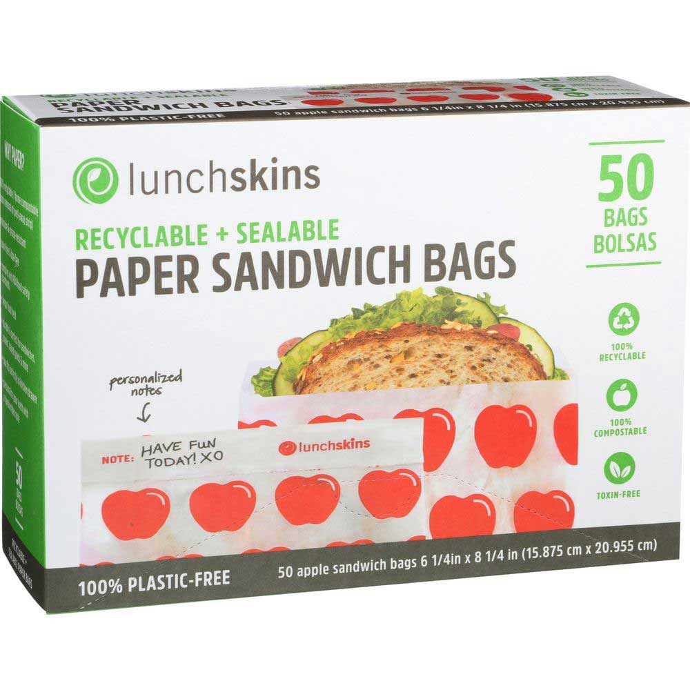 Lunchskins Paper Apple Sandwich Bag, 50 Count -- 12 Per Case