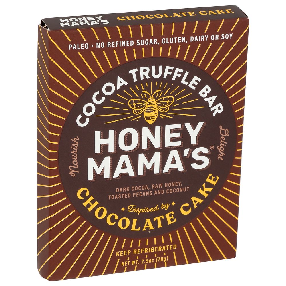 Honey Mama's Chocolate Cake Cocoa Truffle Bar, 2.5 Ounce -- 12 Per Case