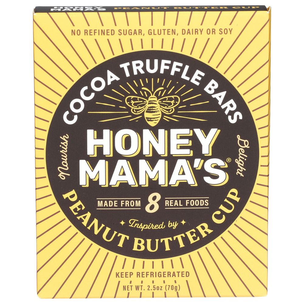 Honey Mama's Peanut Butter Cup Cocoa Truffle Bar, 2.5 Ounce -- 12 Per Case