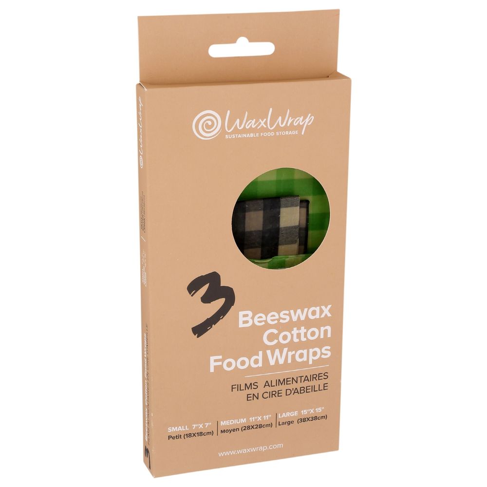 Wax Wrap Multi Ginghamed Cotton Food Storage Container, 3 Count -- 6 Per Case