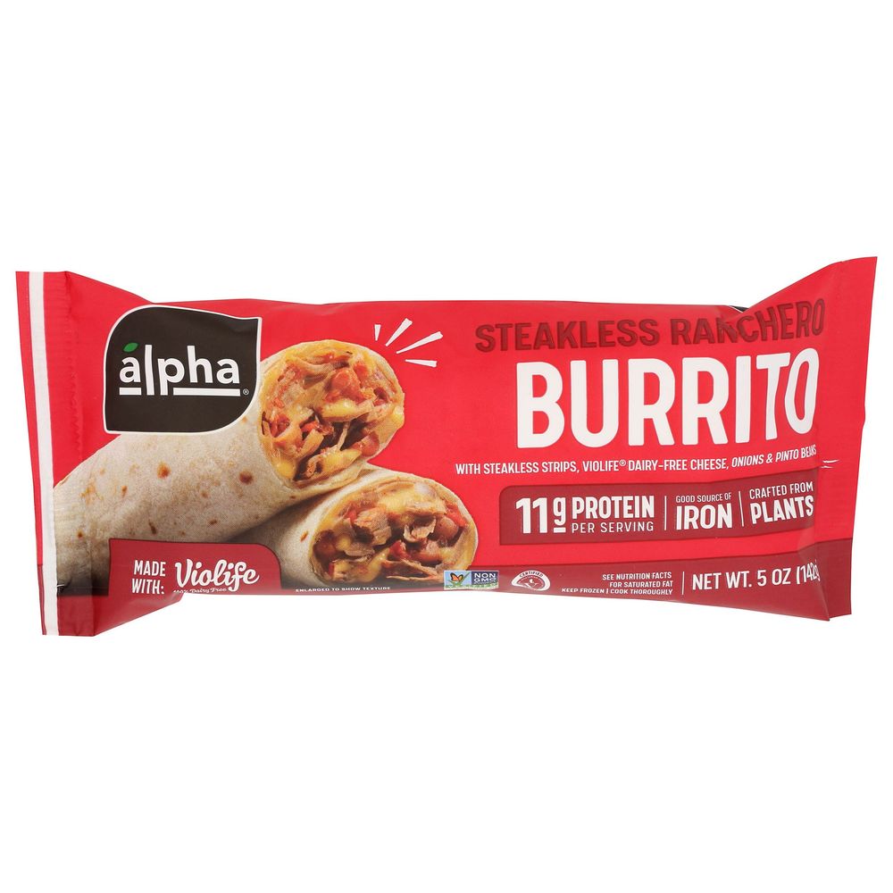 Alpha Foods Steakless Ranchero Burrito, 5 Ounce -- 12 Per Case