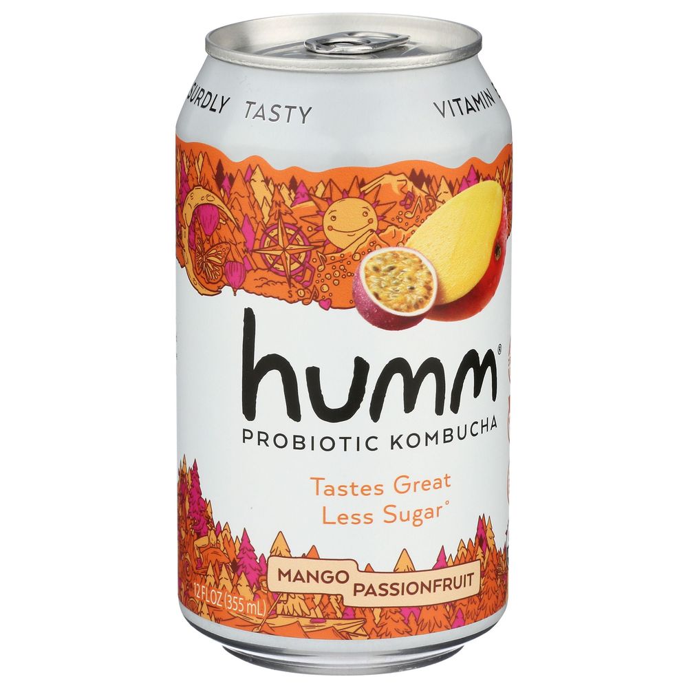 Humm Mango Passionfruit Probiotic Kombucha, 12 Fluid Ounce -- 6 Per Case