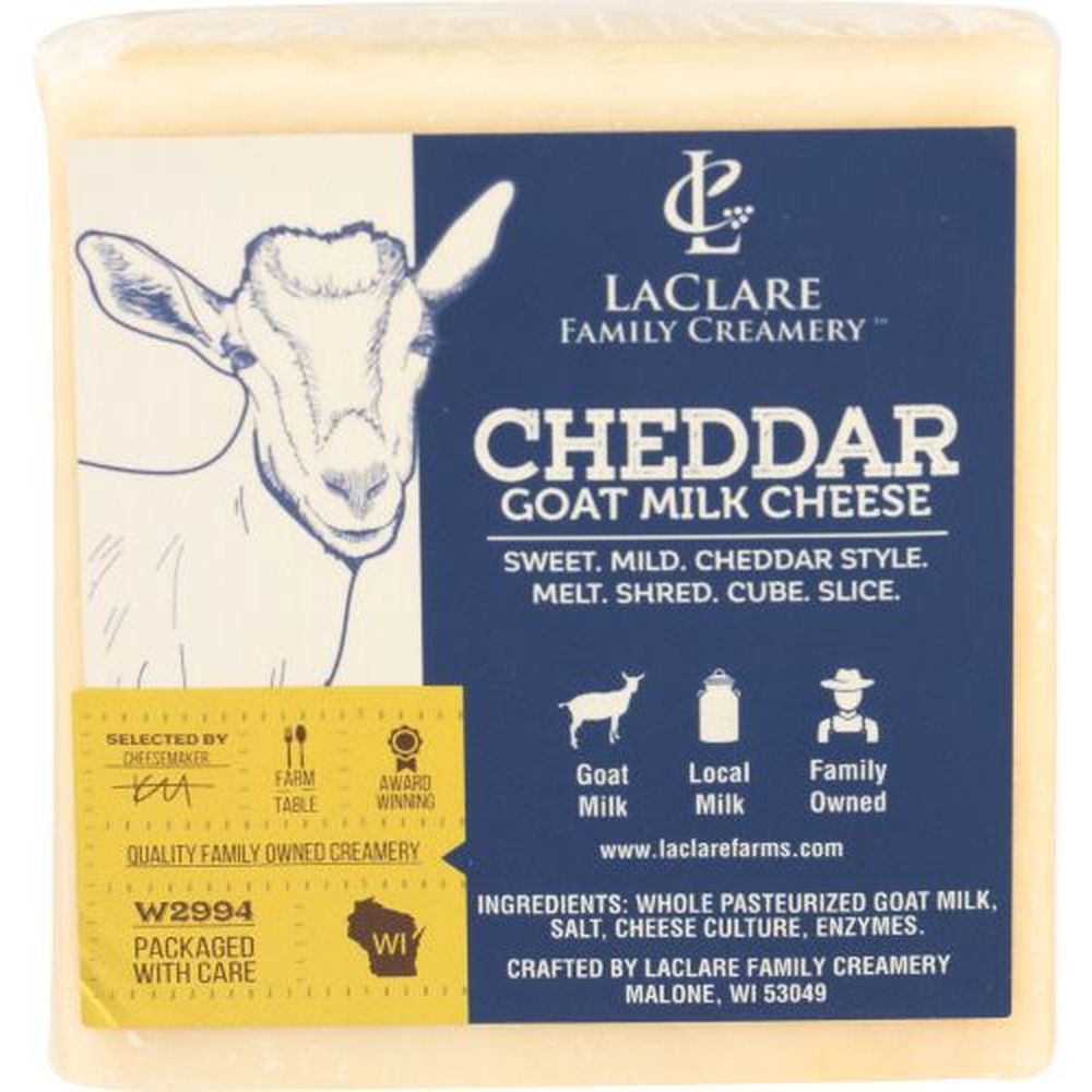 Laclare Farms Cheddar Goat Milk Cheese Chunk, 6 Ounce -- 12 Per Case