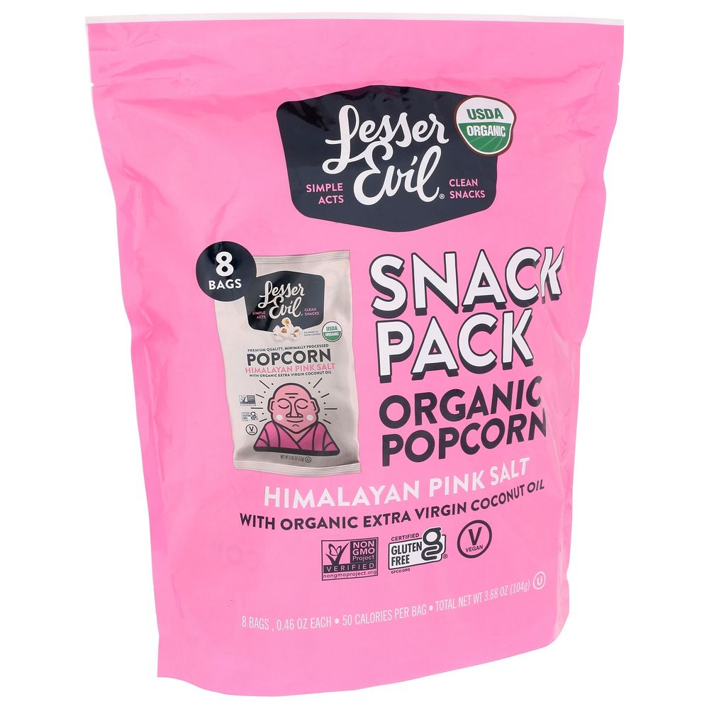 LesserEvil Organic Himalayan Pink Salt Popcorn, 0.46 Ounce -- 96 per case