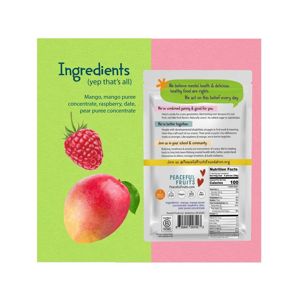 Peaceful Fruits Raspberry And Mango Fruit Stickers, 1 Ounce -- 12 Per Case
