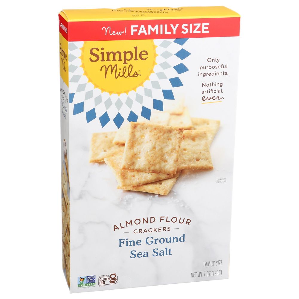 Simple Mills Fine Ground Sea Salt Almond Flour Crackers, Family Size ...