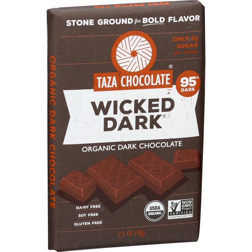 Taza Chocolate Organic Wicked Dark Chocolate Bar, 2.5 Ounce -- 10 Per Case