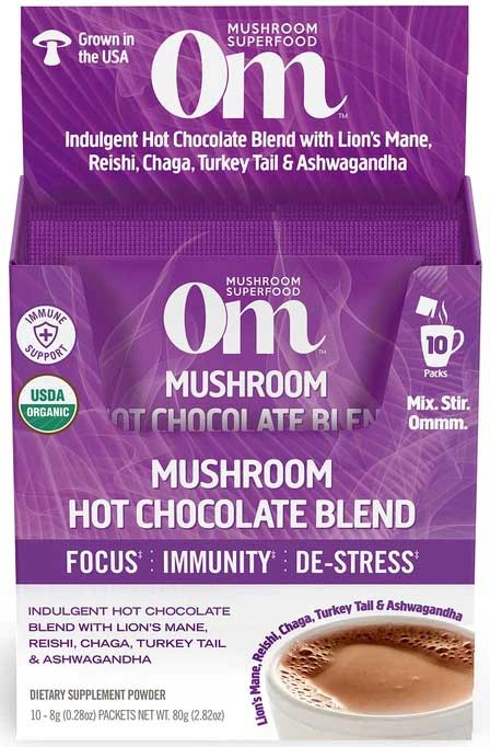 Om Organic Mushroom Powered Hot Chocolate Blend - 10 count per pack