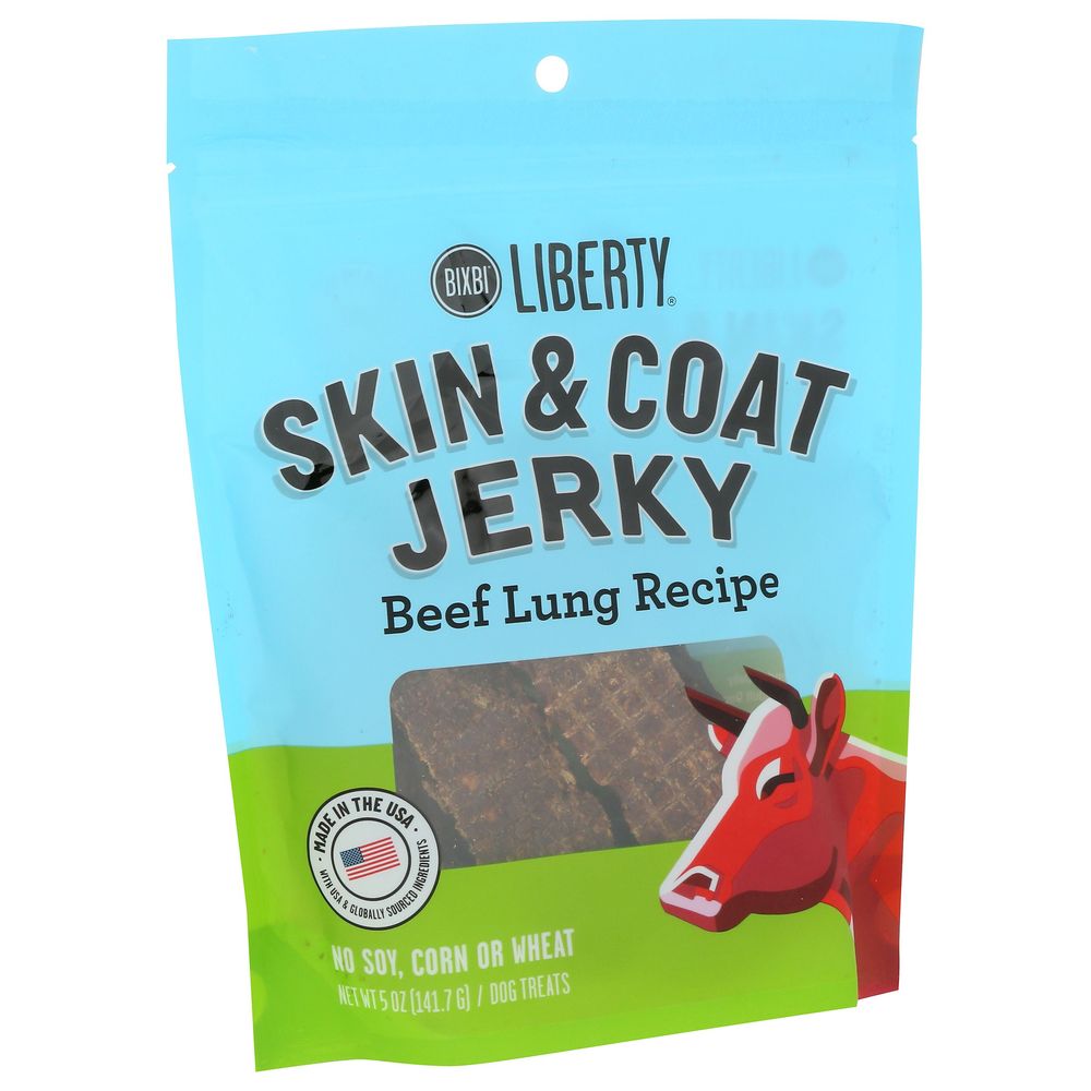 Bixbi Liberty Beef Lung Recipe Skin And Coat Jerky Treats For Dog, 5 Ounce -- 6 Per Case