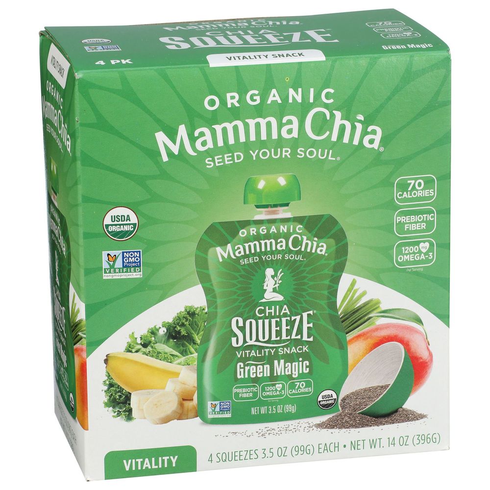 Mamma Chia Green Magic Chia Squeeze, 4 Count -- 6 Per Case