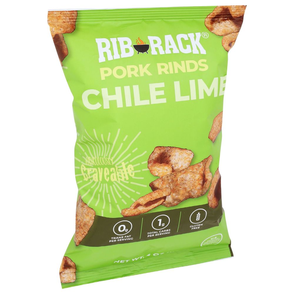 Rib Rack Chili Lime Pork Rinds, 4 Ounce -- 6 Per Case