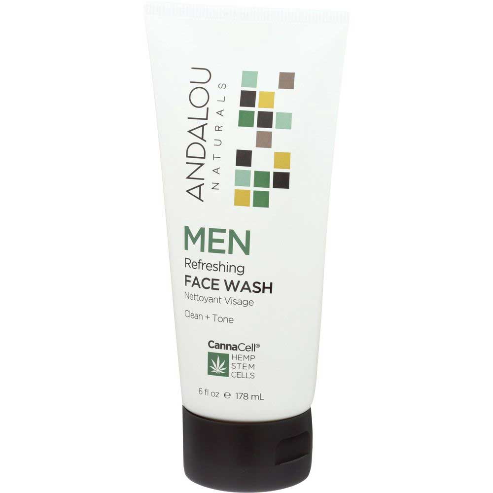 Andalou Naturals Cannacell Clean Plus Tone Men Refreshing Face Wash, 6 Fluid Ounce