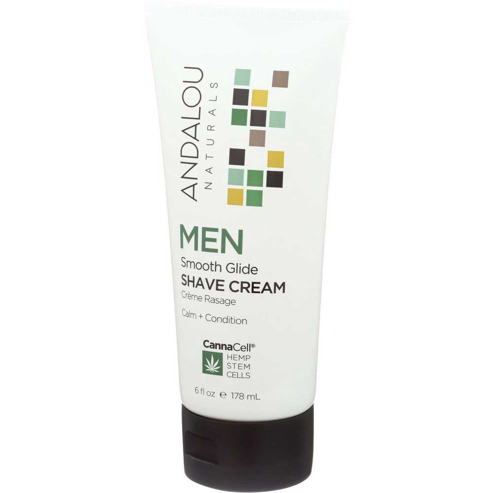 Andalou Naturals Cannacell Calm Plus Condition Men Smooth Glide Shave Cream, 6 Fluid Ounce