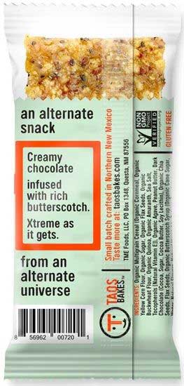 Taos Bakes Peanut Butter Chocolate Plus Butterscotch Energy Bar, 1.8 Ounce -- 12 Per Case